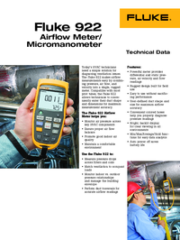 Thumbnail of document Data Sheet - 922 Airflow Meter/Micromanometer